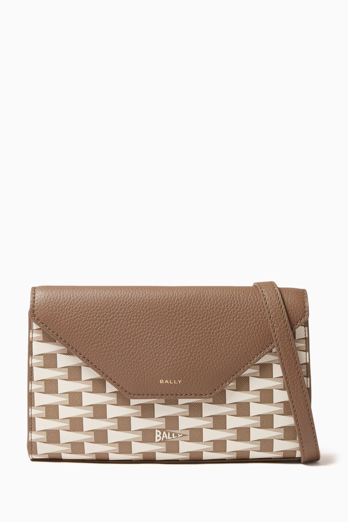 

Duo Monogram Crossbody Bag in Canvas and Leather, Brown