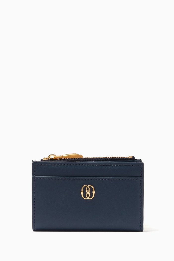 

Emblem Compact Wallet in Leather, Blue