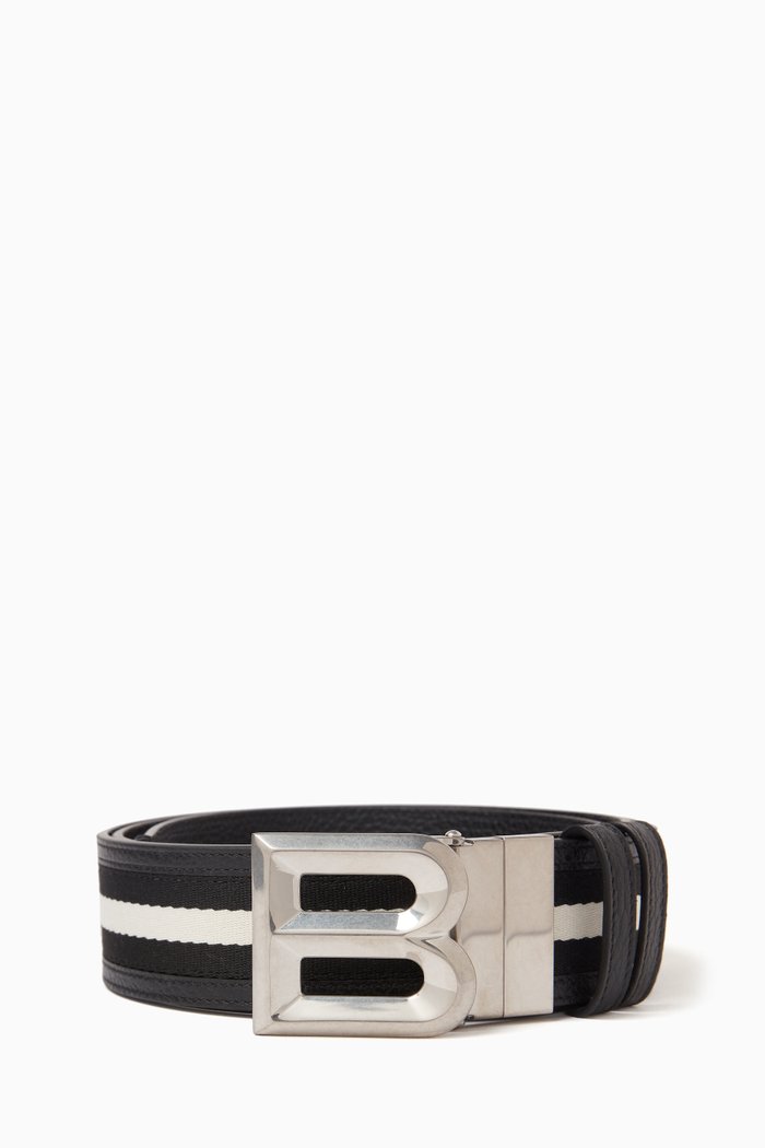 

B-bold Reversible Belt in Leather & Canvas, Black