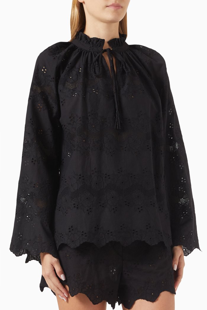 

Penny Embroidered Top in Cotton, Black