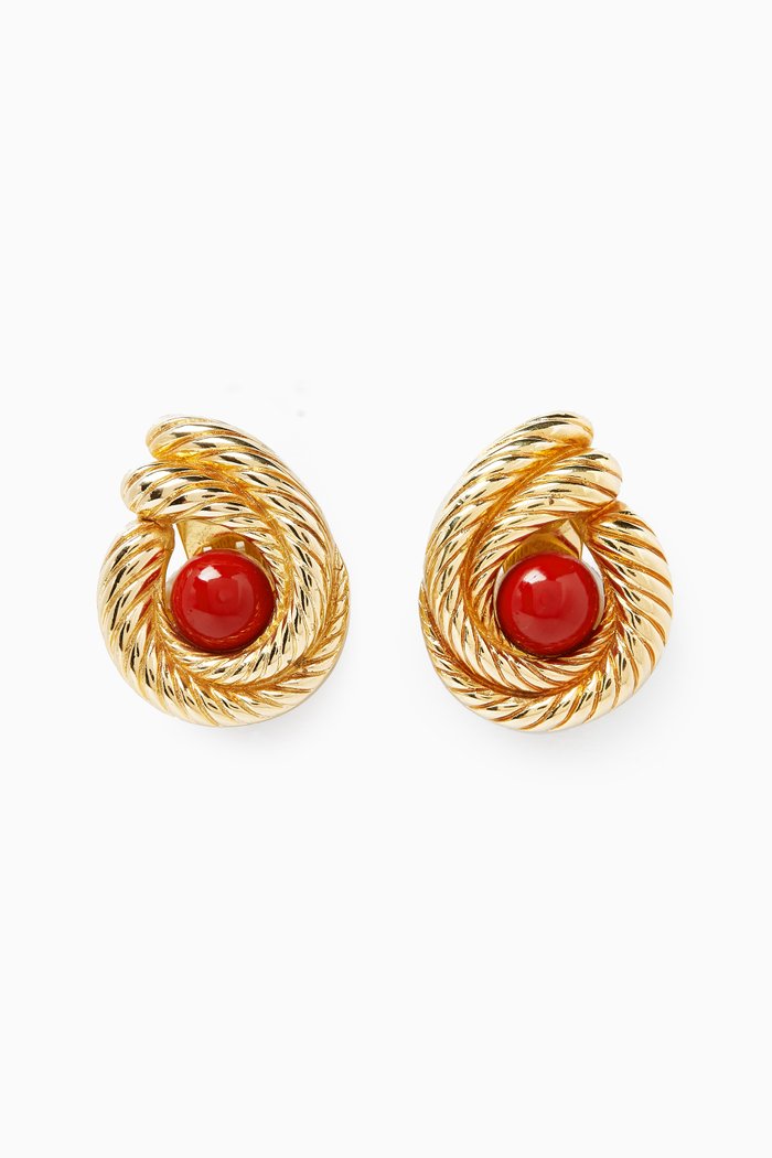 

1980s Vintage Christian Dior Clip-on Earrings, Gold