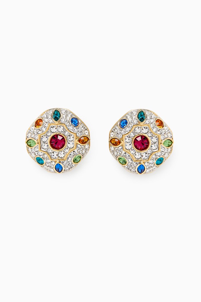 

1980s Vintage Swarovski Clip-on Earrings, Gold