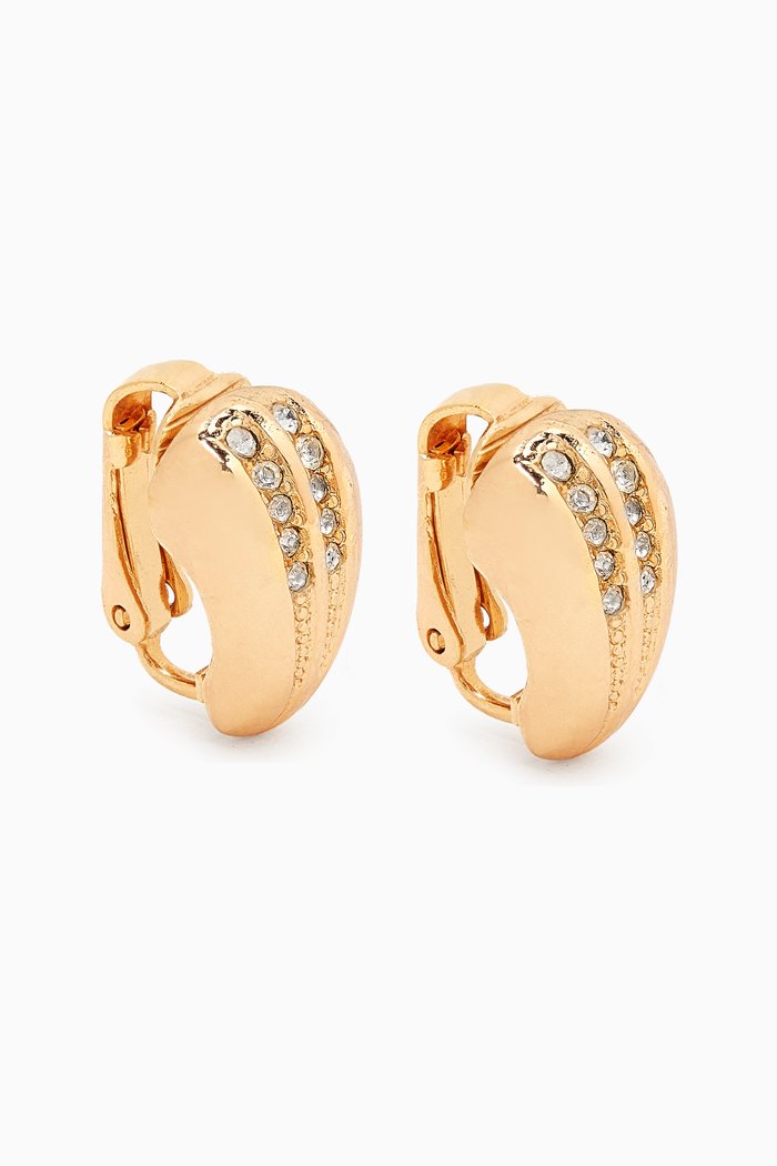 

1980s Vintage Christian Dior Clip-on Earrings, Gold
