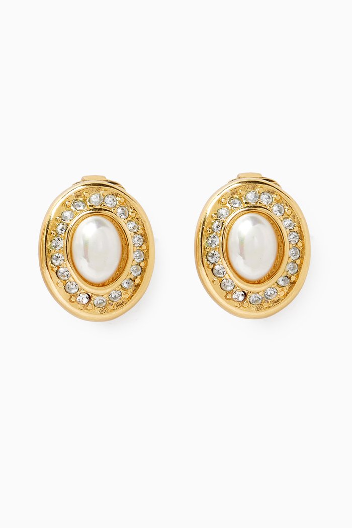 

1980s Vintage Christian Dior Clip-on Earrings, Gold