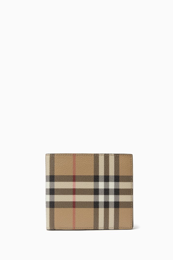 

Check Bifold Wallet in Check Leather, Neutral