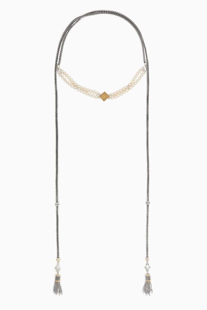

Wrap Around Pearl Necklace in Sterling Silver & 18kt Gold