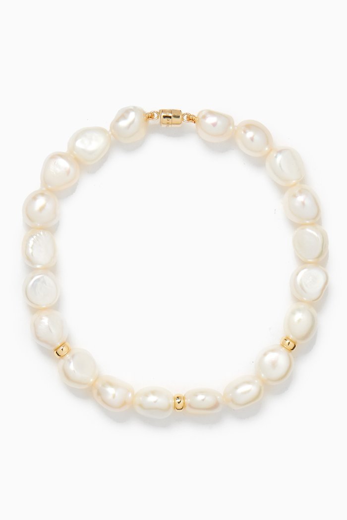 

Kiku Baroque Pearl Bracelet in 18kt Gold, White