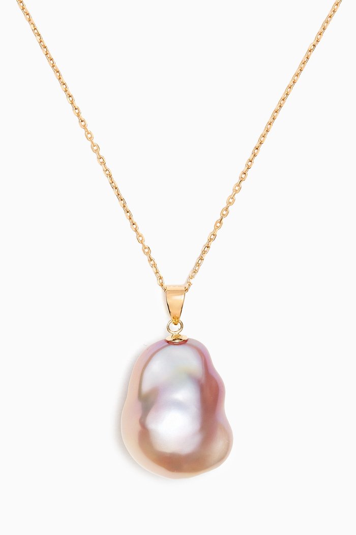 

Kiku Baroque Pearl Pendant Necklace in 18kt Gold, Pink