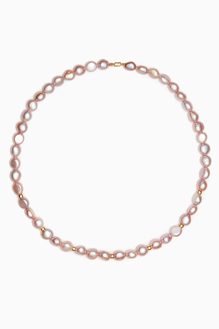 

Kiku Baroque Pearl Choker Necklace in 18kt Gold, Pink