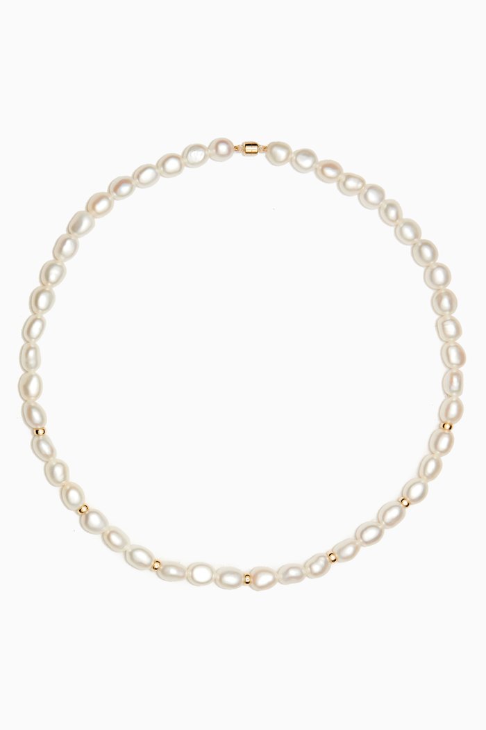 Kiku Baroque Pearl Choker Necklace in 18kt Gold, White