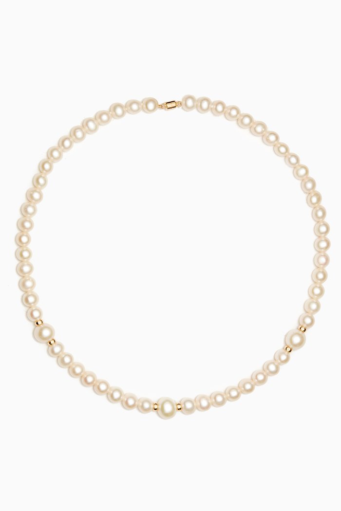 

Kiku Freshwater Pearl Necklace in 18kt Gold, White