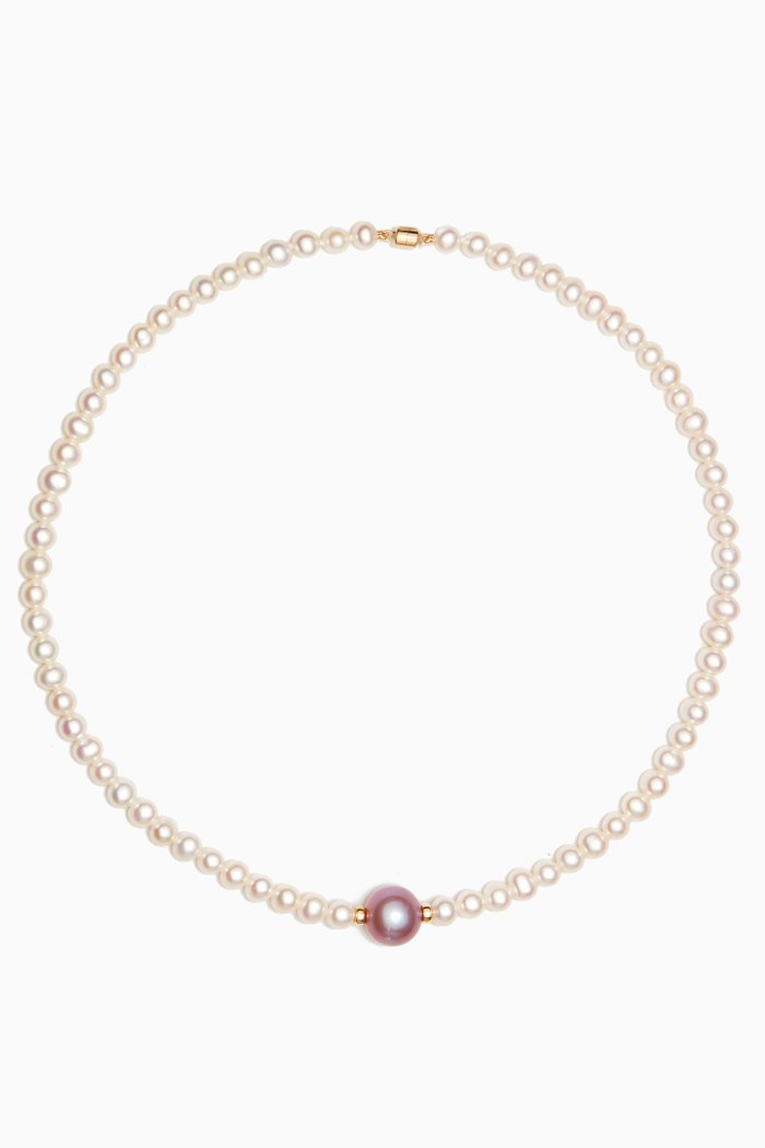 

Kiku Freshwater Pearl Necklace in 18kt Gold, Pink