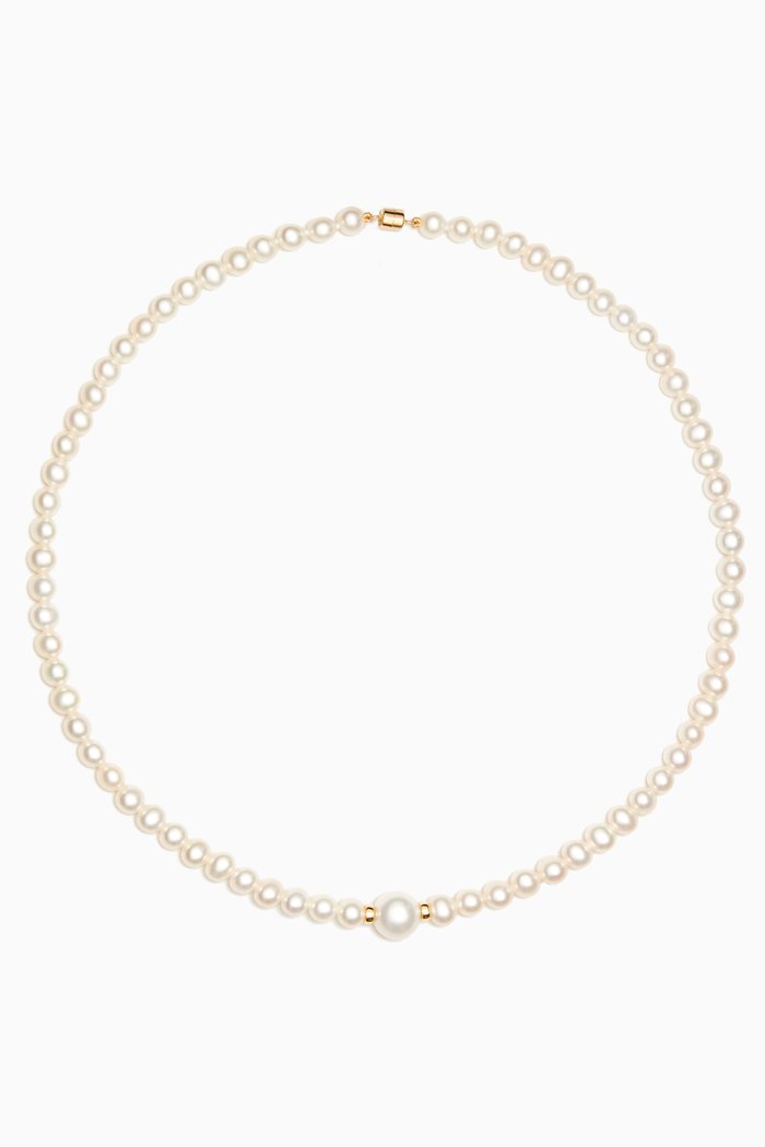 

Kiku Freshwater Pearl Necklace in 18kt Gold, White