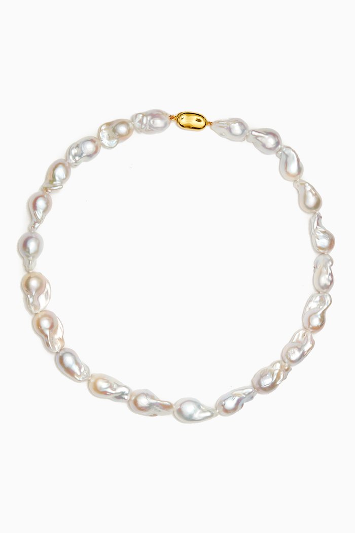Kiku Large Baroque Pearl Necklace, White