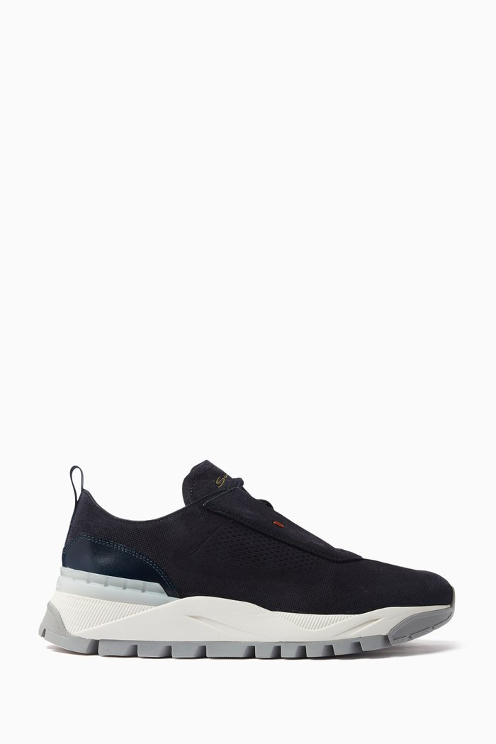 

Sneakers in Perforated Suede, Blue