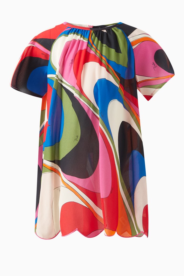 

Onde Print Dress in Crepe, Multicolour