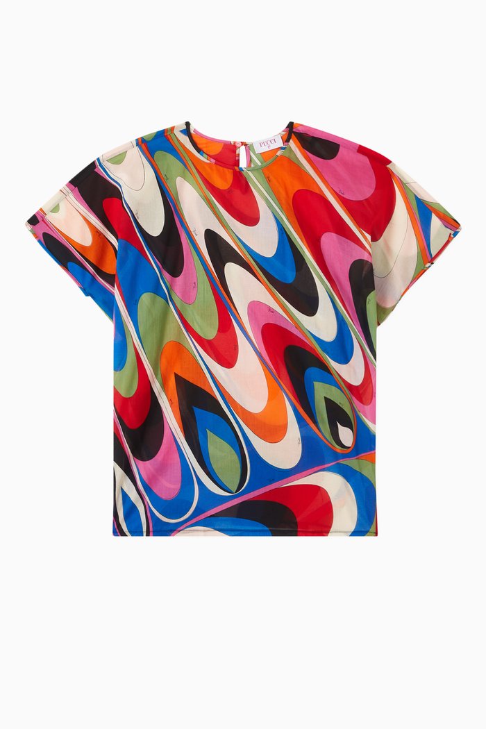 

Onde Print Kaftan Dress in Cotton, Multicolour