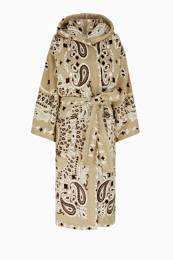 

Bandana-print Hooded Bathrobe in Cotton, Neutral