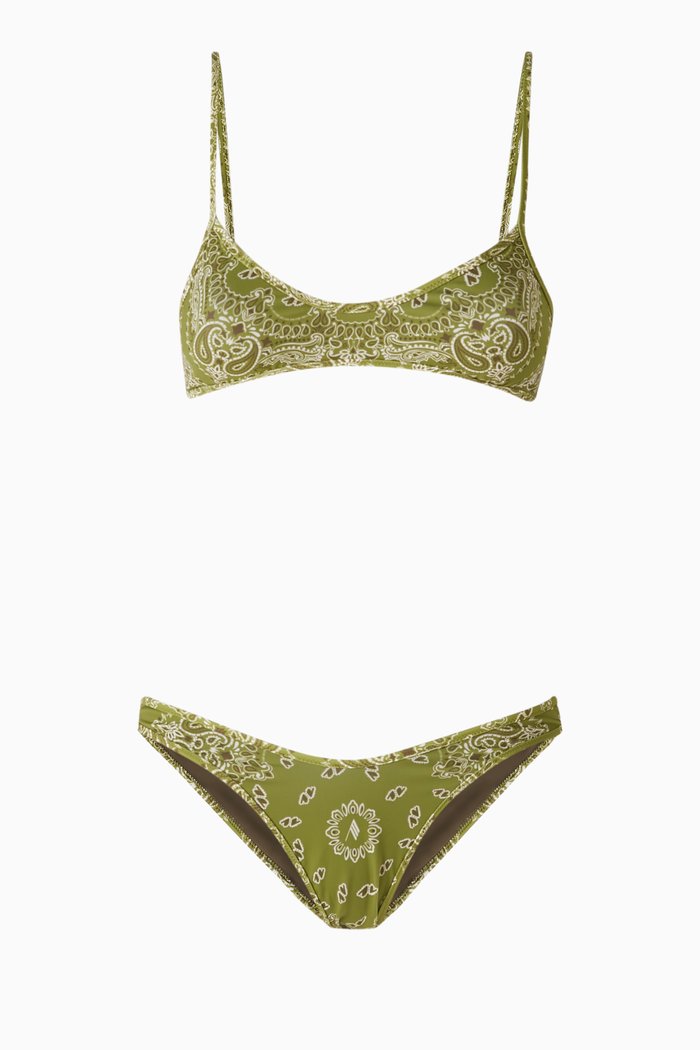 

Bandana-print Bikini Set in Stretch-nylon, Green