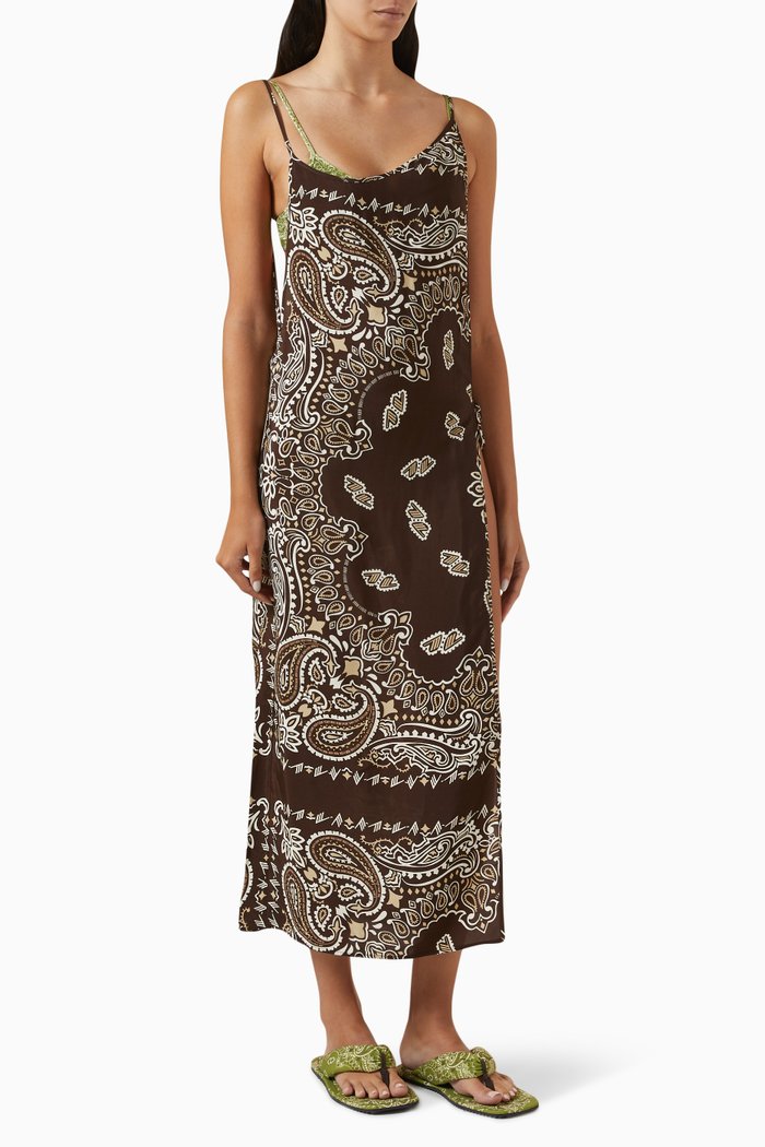 

Bandana-print Cover-up Dress in Muslin, Brown