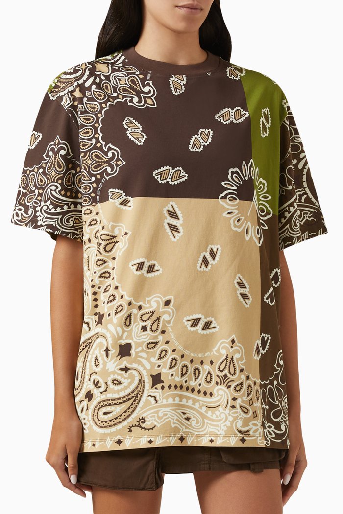

Bandana-print T-shirt in Cotton-jersey, Brown