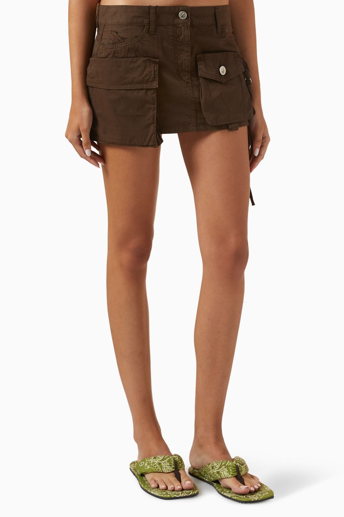 

Fay Mini Skirt in Cotton-canvas, Brown
