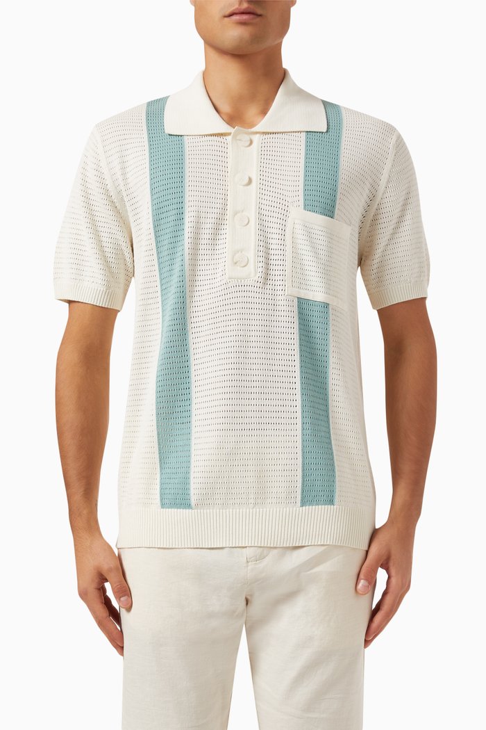 

Clemente Polo Shirt in Crochet, Neutral