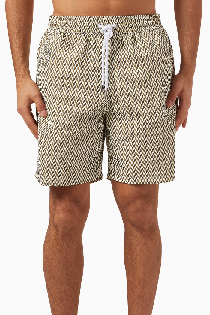 

Copacabana Herringbone-print Swim Shorts, Neutral