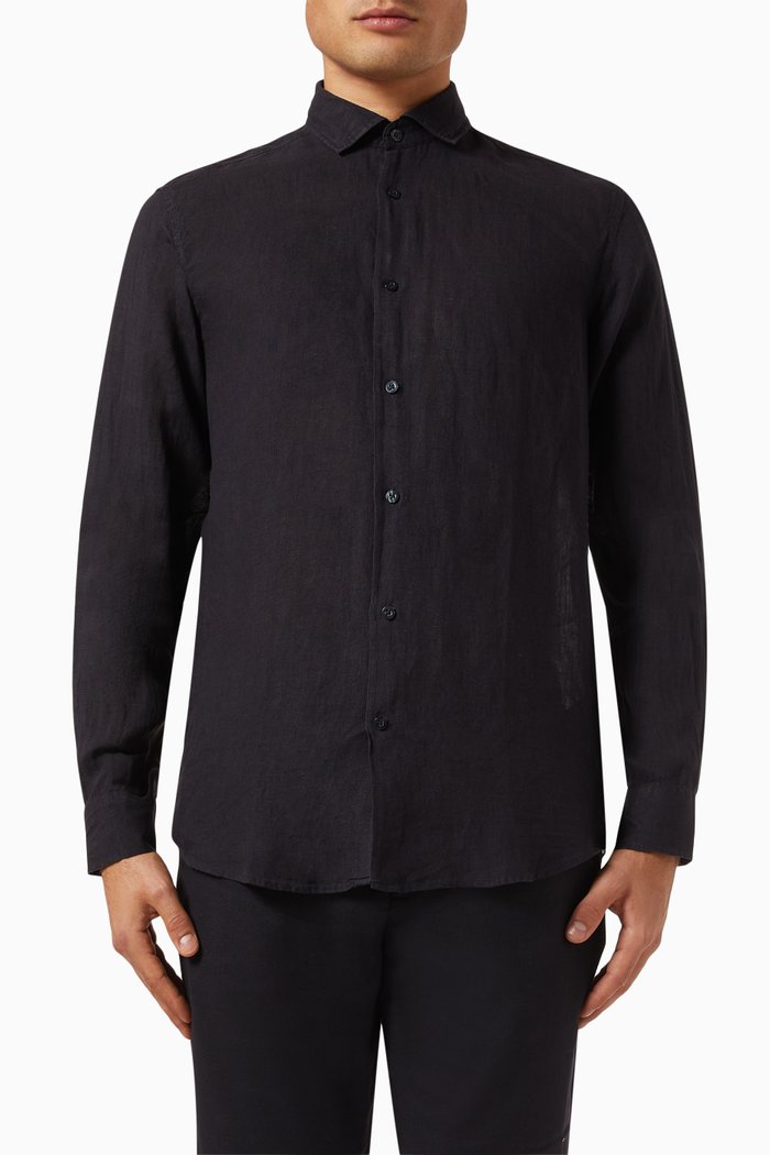 Antonio Shirt in Linen, Black