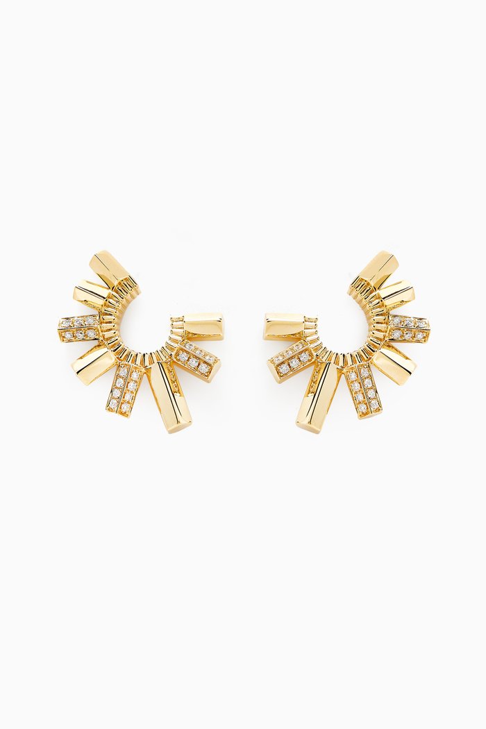 Urban Fan Diamond Earrings in 18kt Gold, Yellow