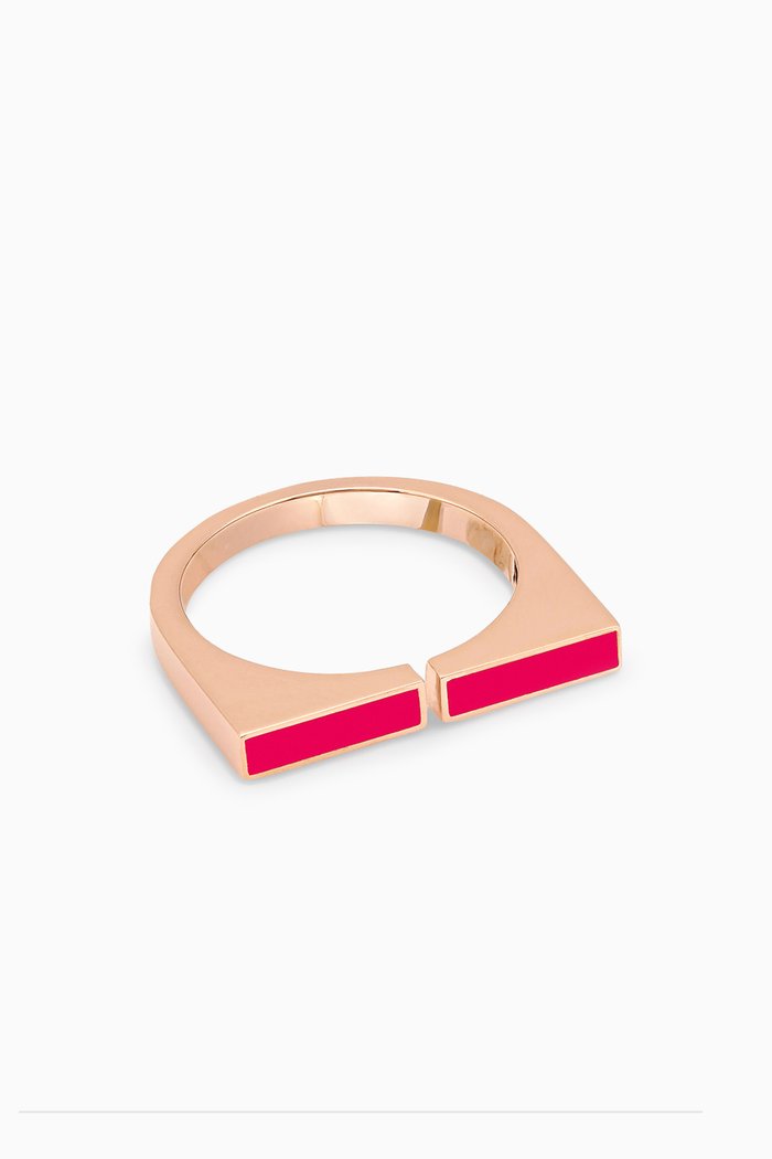 Engrave Me Dance Enamel Ring in 18kt Rose Gold