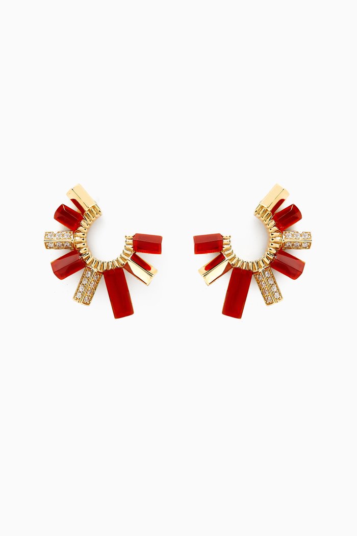 

Urban Fan Diamond & Red Agate Earrings in 18kt Gold, Yellow