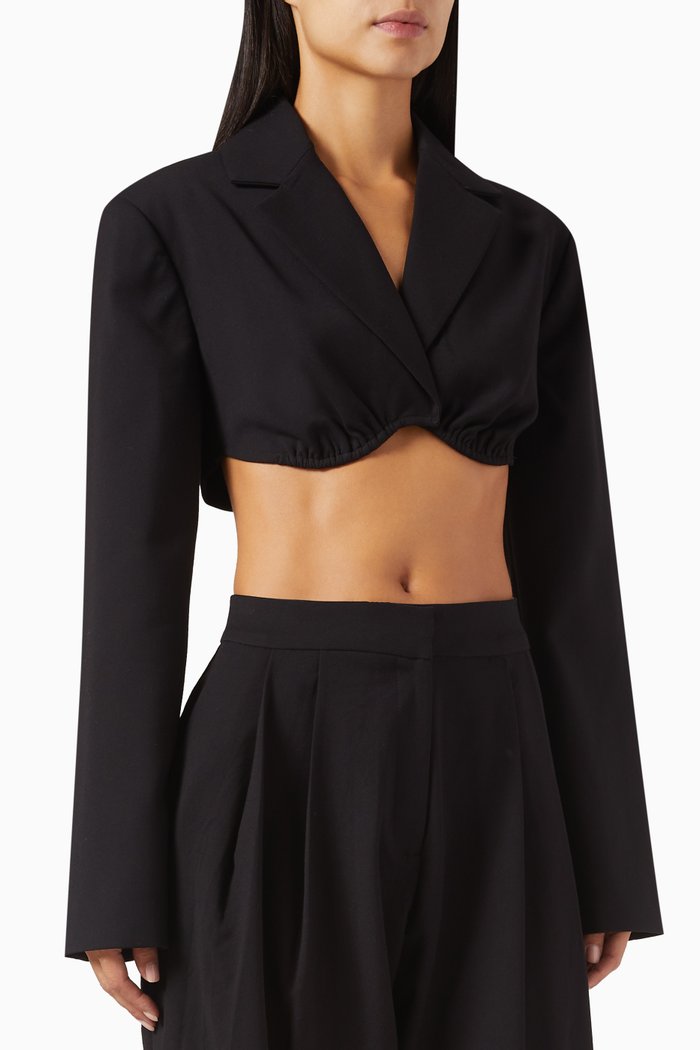 

Dita Cropped Suit Jacket, Black
