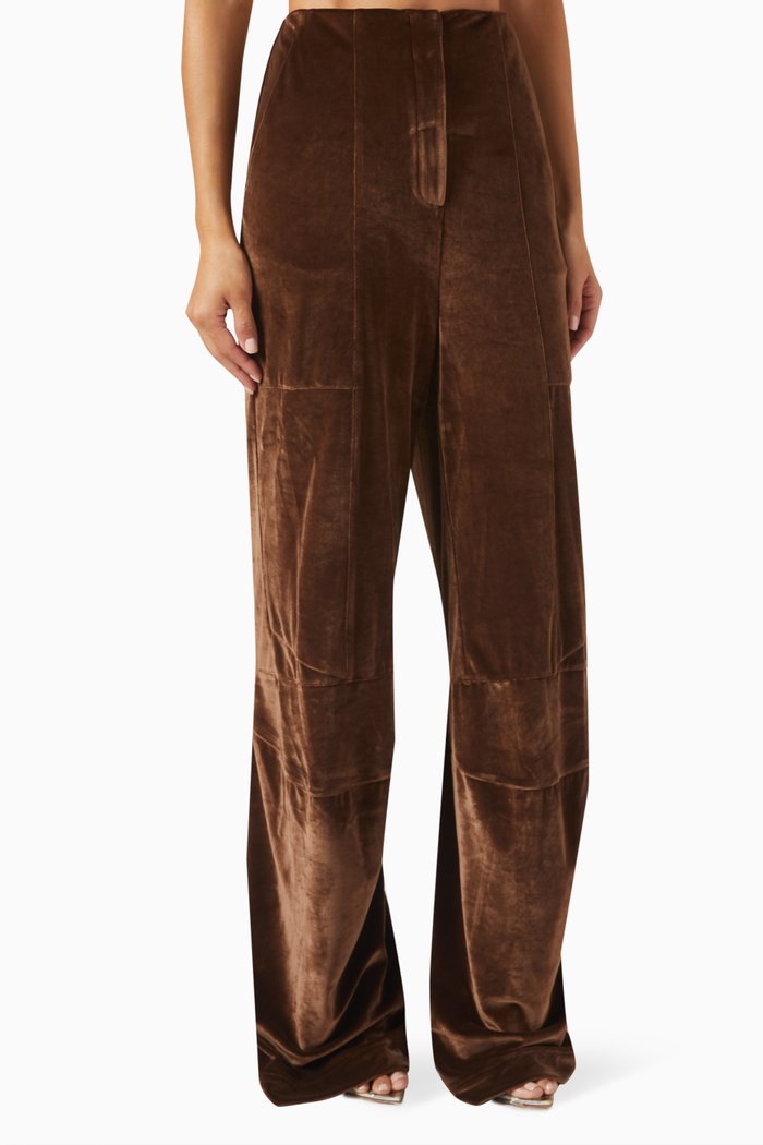

Aida High-waisted Pants in Velvet, Brown