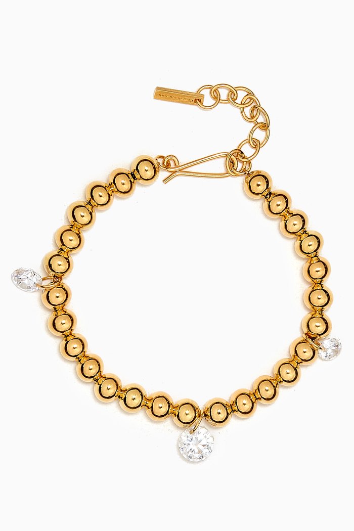 

Cubic Zirconia Beaded Bracelet in Sterling Silver, Yellow