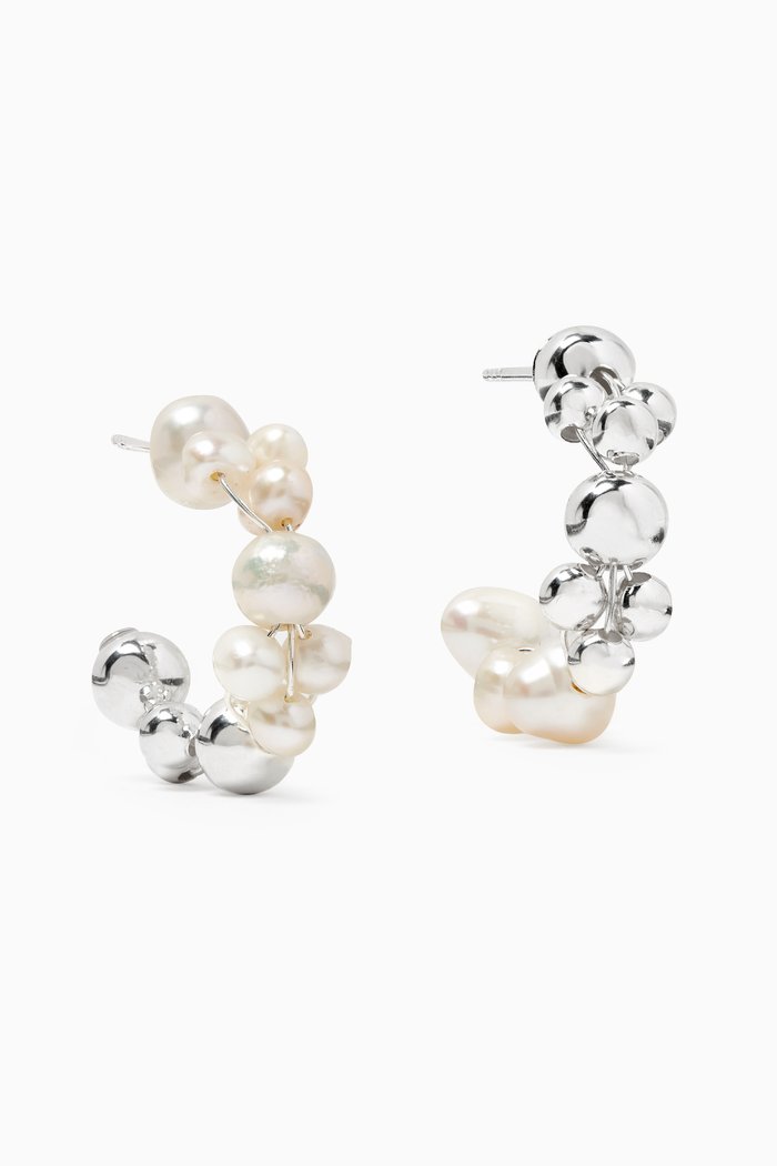 

Pearl Beaded Hoop Earrings in Sterling Silver