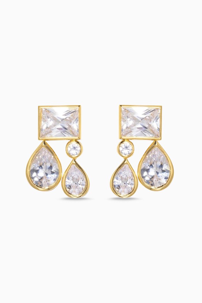 

Cubic Zirconia Earrings in 18kt Gold-plated Sterling Silver, Yellow