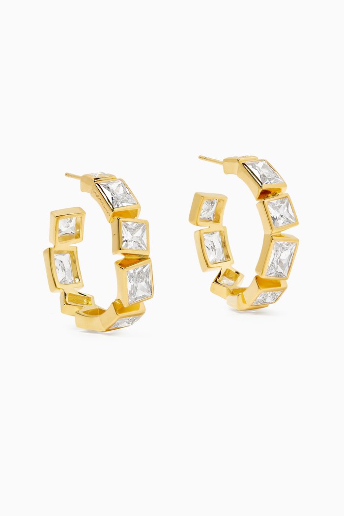 

Cubic Zirconia Hoop Earrings in 18kt Gold-plated Sterling Silver, Yellow