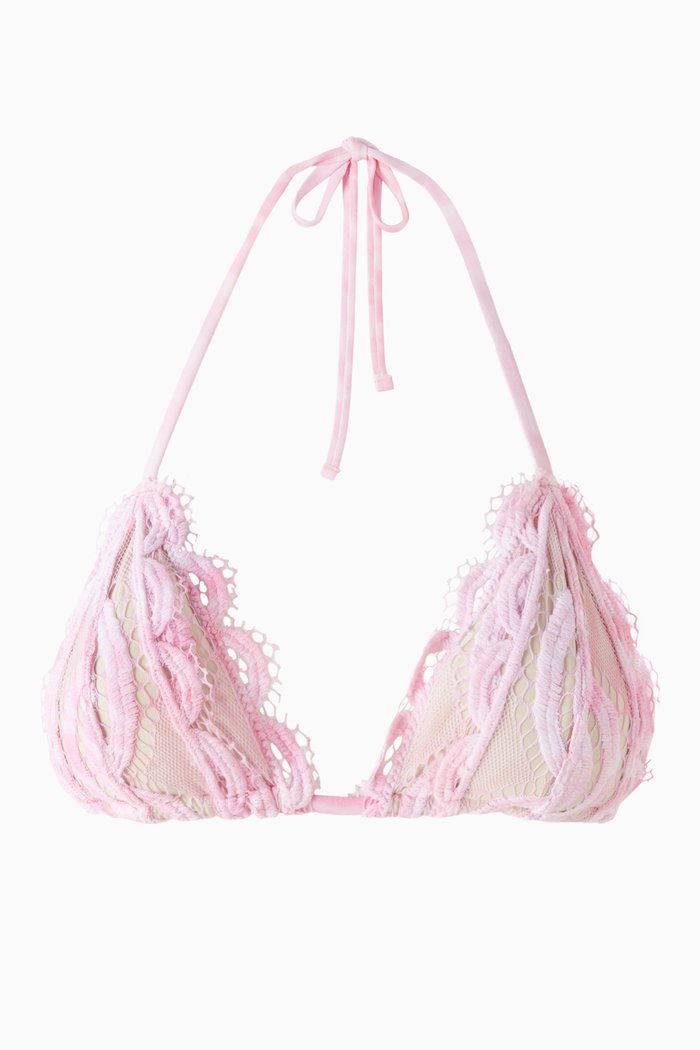 

Tri Bikini Top in Lace, Pink