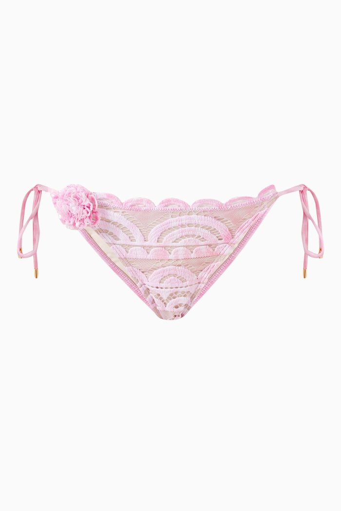 

Rosette Lace Tie Bikini Briefs, Pink