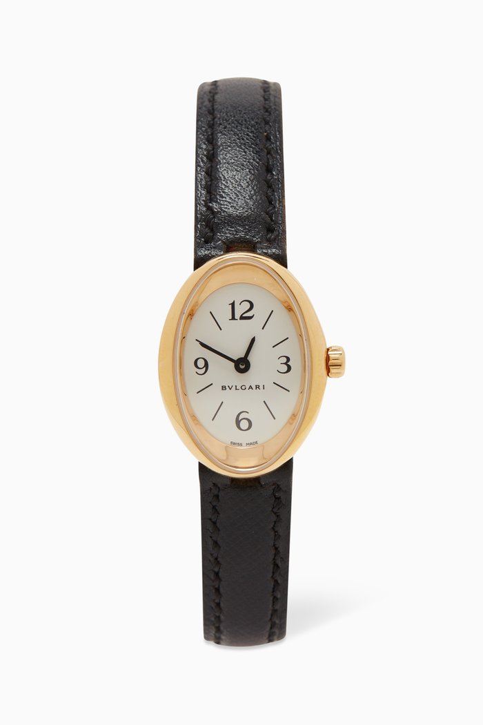 

Bvlgari Leather Strap Watch, Black