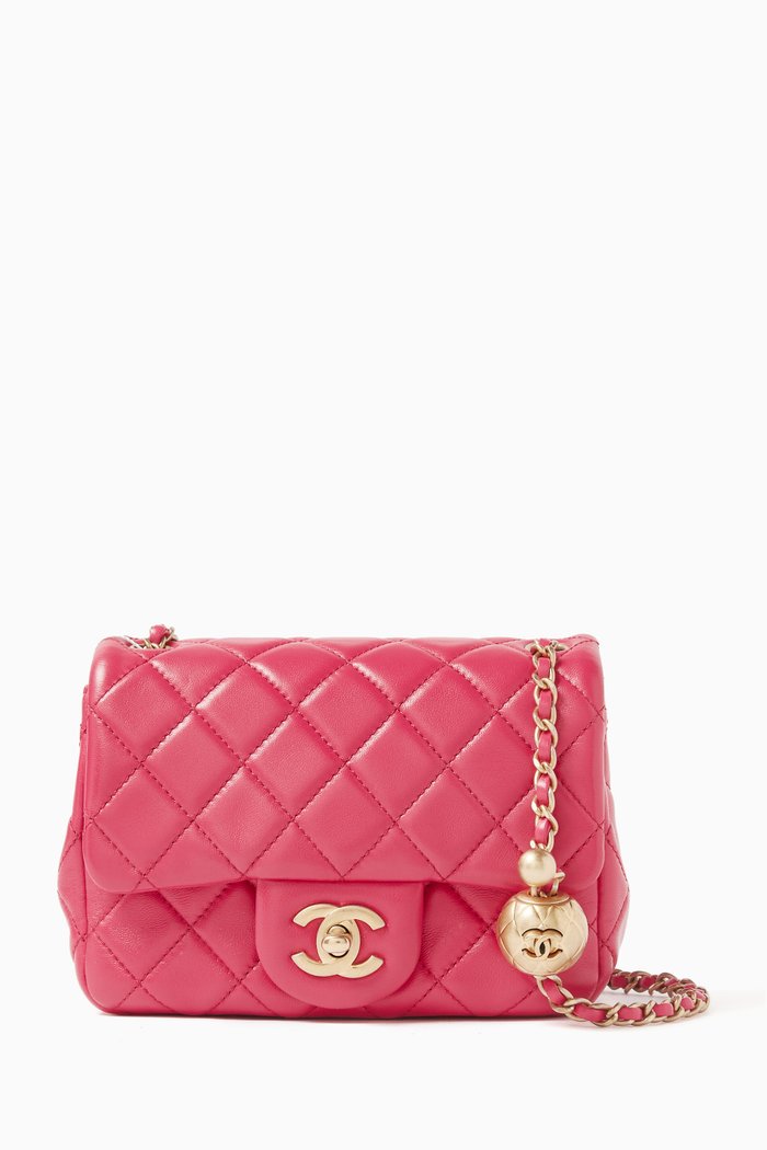 

Chanel Mini Flap Square Bag in Quilted Lambskin, Pink