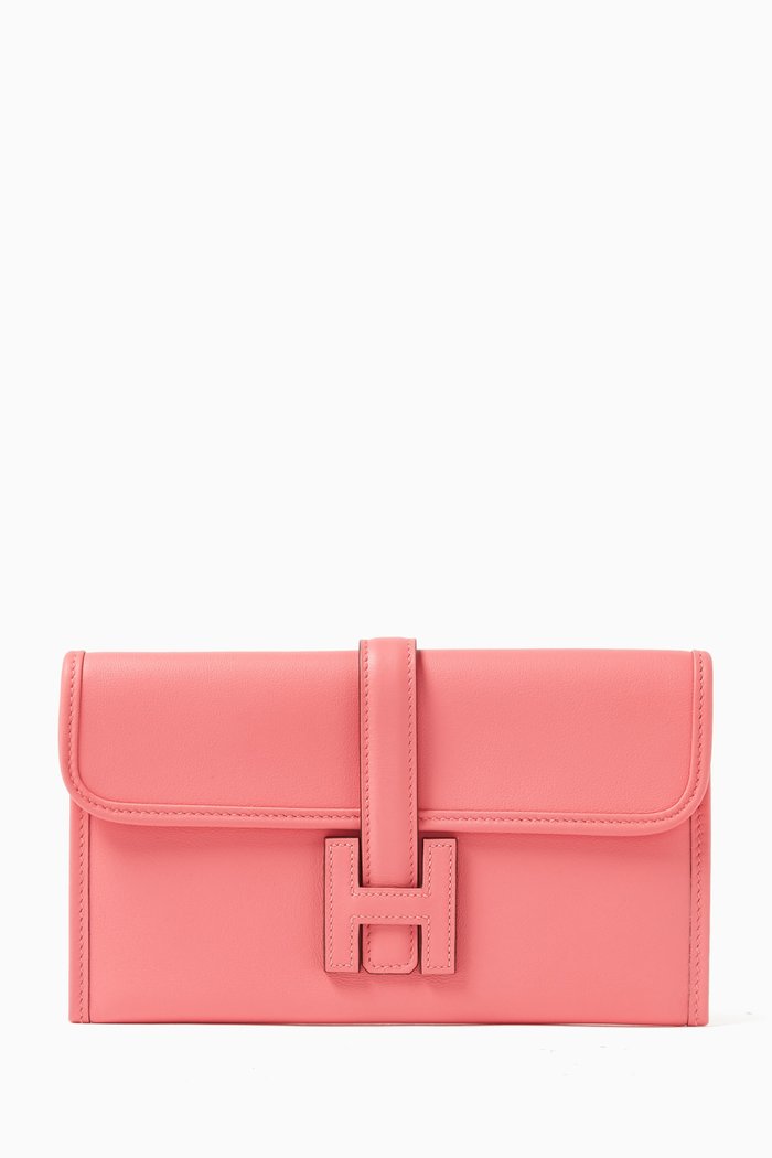

Hermès Mini Jige Clutch Rose Azalee in Evercolor Leather, Pink