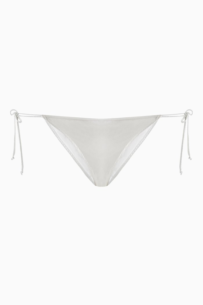 

String Bikini Bottoms in Stretch Lamé, Silver