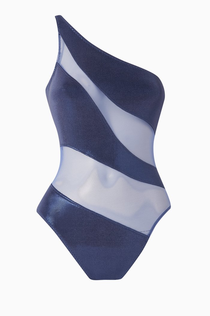

Snake Mesh Mio One-piece Swimsuit, Blue