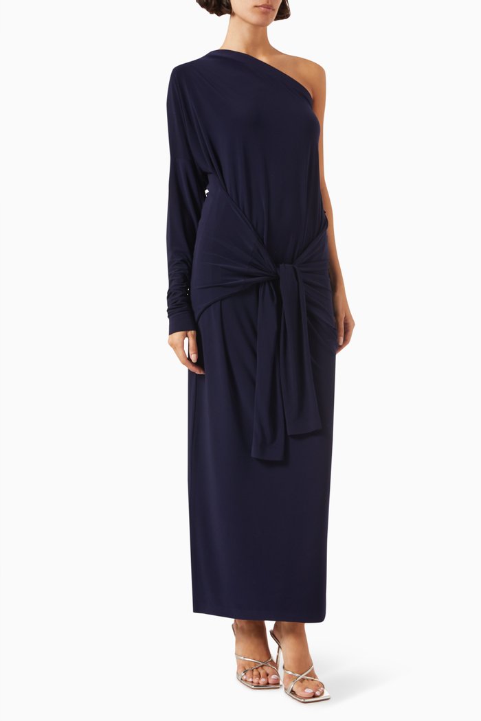

One-shoulder All-in-one Maxi Dress in Poly-lycra, Blue