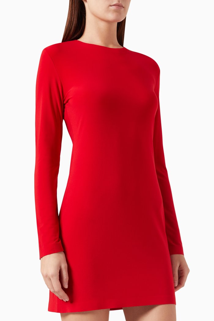 Crewneck Mini Dress, Red