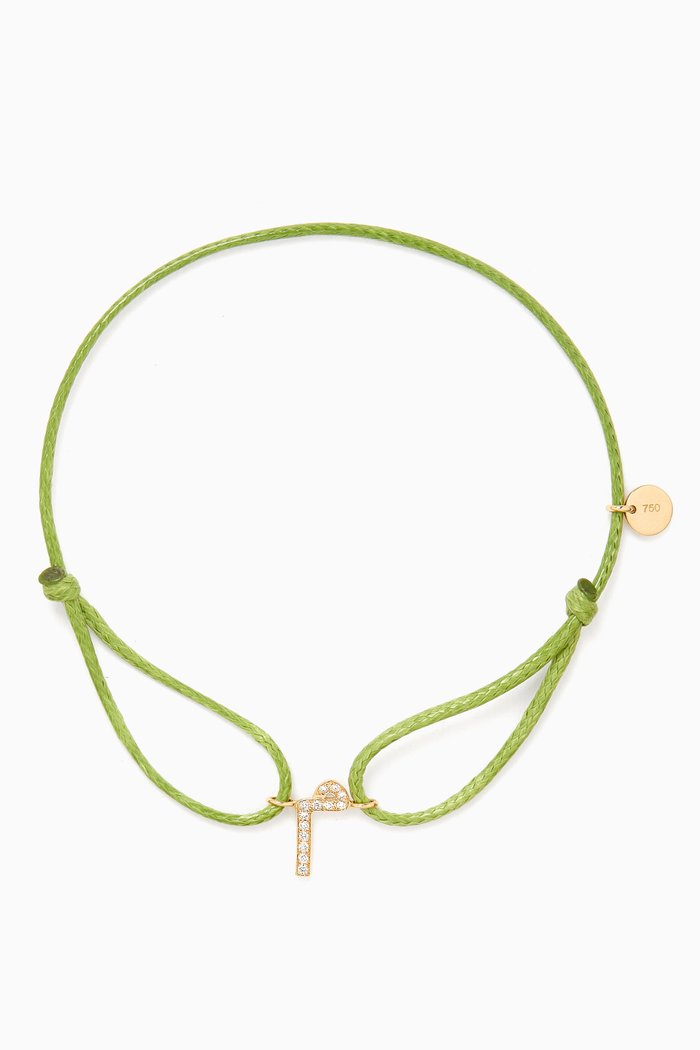 

Diamond Arabic Initial Thread Bracelet, Letter 'M' in 18kt Gold, Yellow