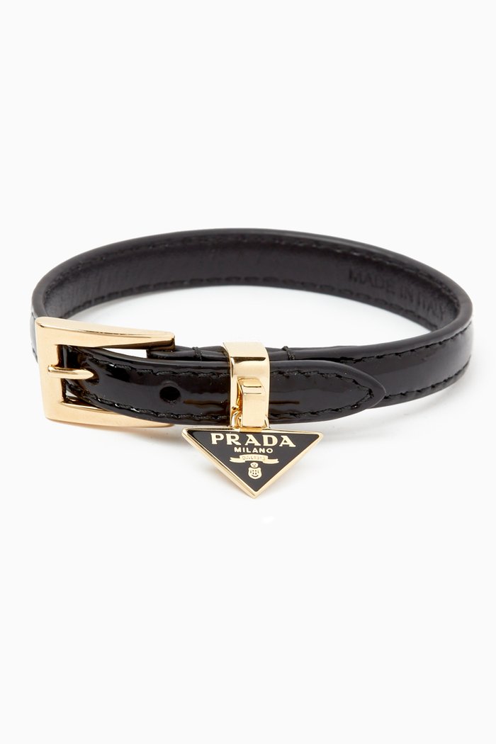Logo Bracelet in Leather, Black