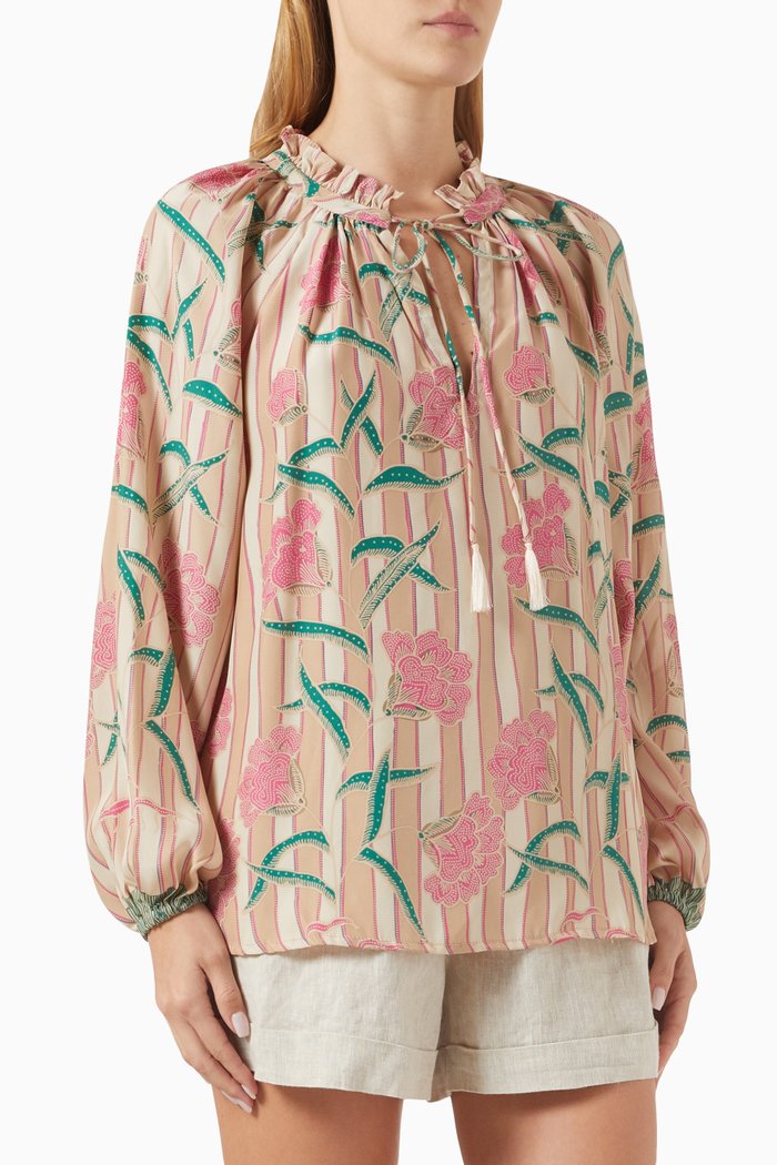 

Penny Printed Top in Silk, Pink